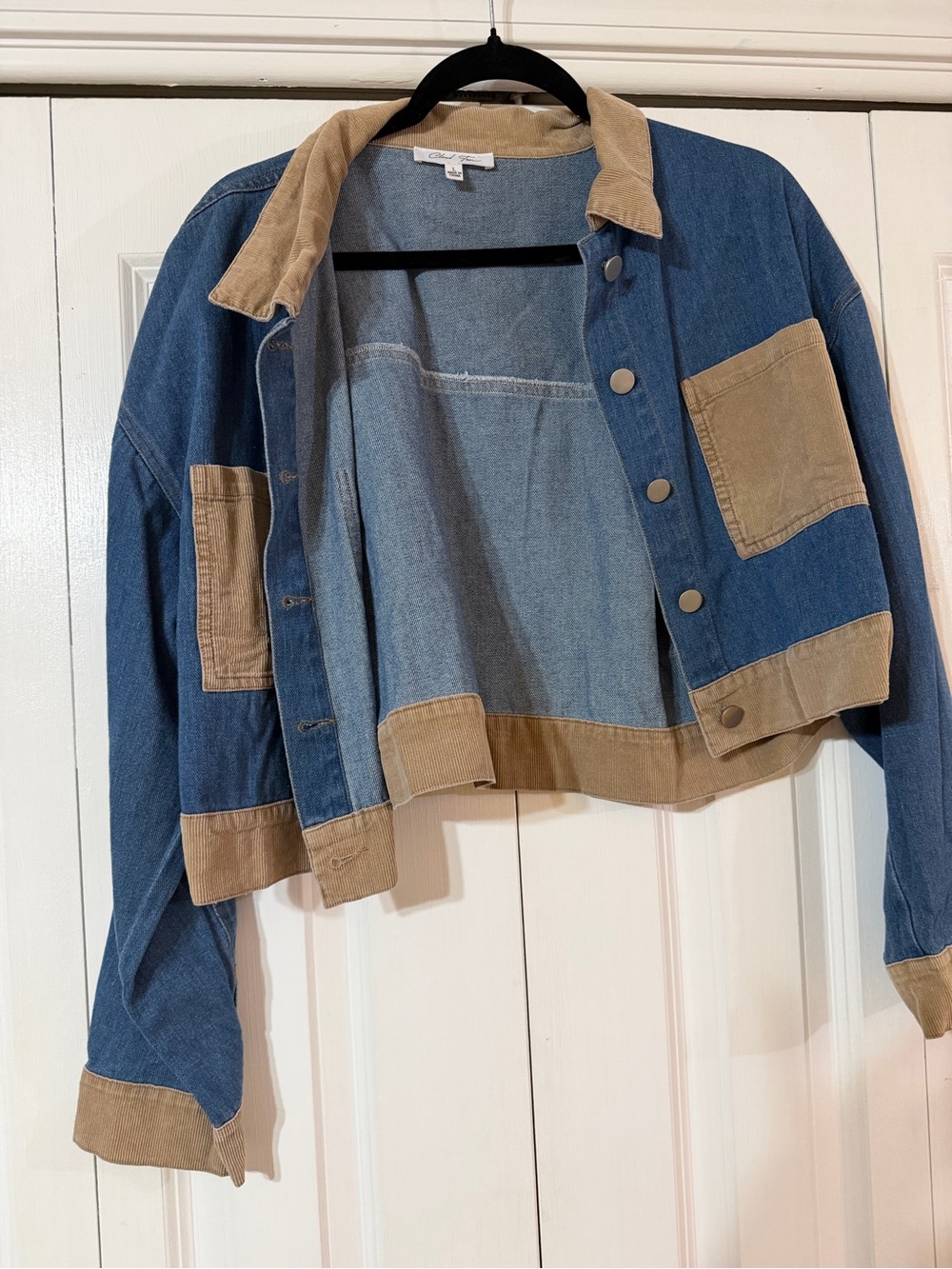 croft & barrow Blue Denim and Tan Corduroy Crop Jacket